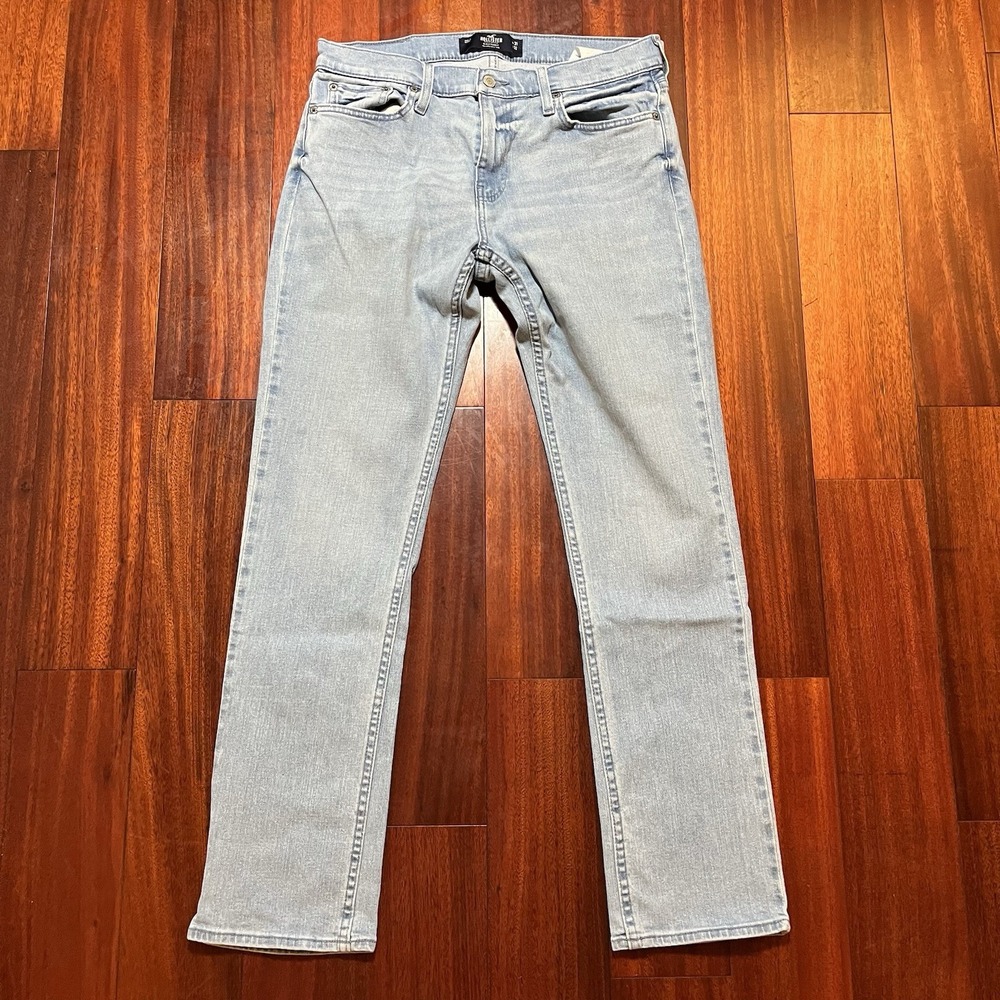 Hollister Jeans Mens 31x32 Blue Light Wash Slim Straight Epic Flex Stretch 32x31